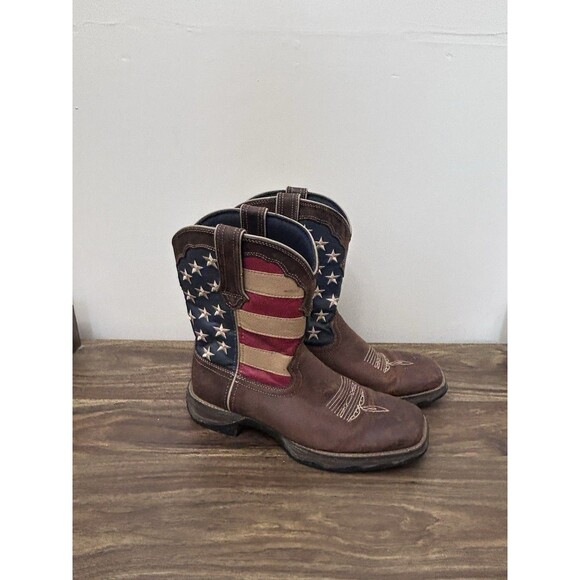 Lady Durango Western Cowboy Patriotic Flag Boots SZ 11 - Picture 1 of 8